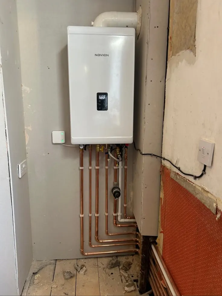 Navien boiler installed with neat copper pipework
