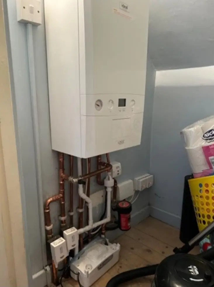 Professional boiler installation with pipework and safety components by Buchanan Gas and Heating, specialists in boiler services in Coatbridge.