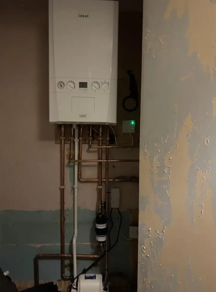 Ideal Logic boiler setup with professional pipework installation by Buchanan Gas and Heating